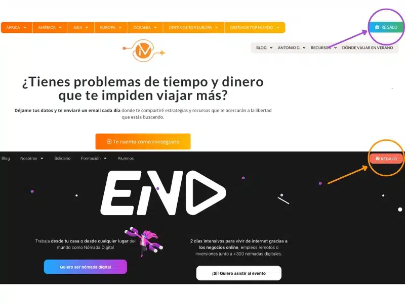 Pestañas y banner de nuestras páginas para aprender cómo hacer email marketing
