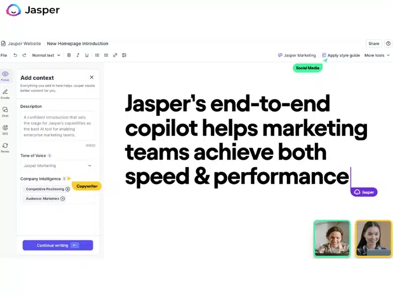 Jasper, una de las herramientas IA para marketing