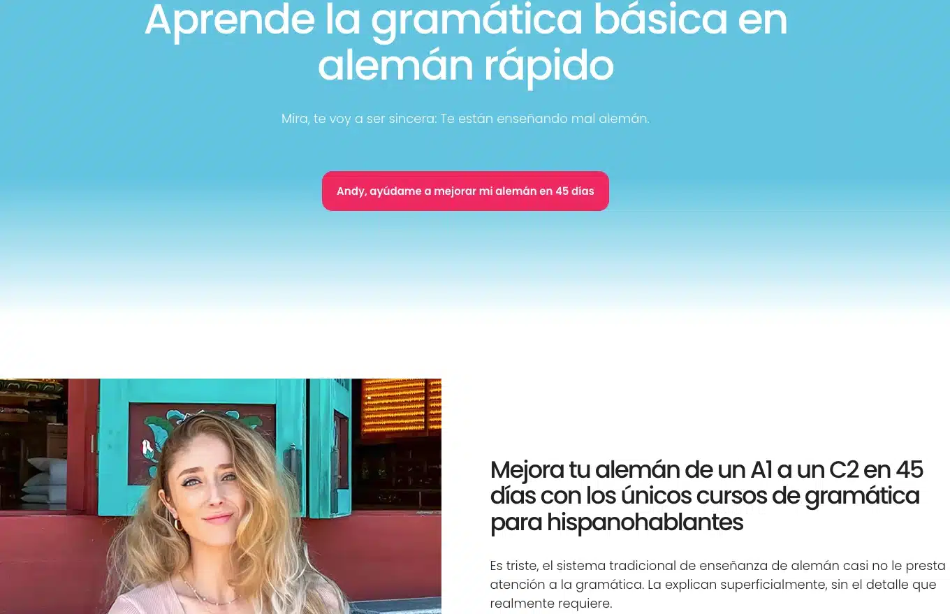 ejemplo de cómo crear una selling page de un curso online