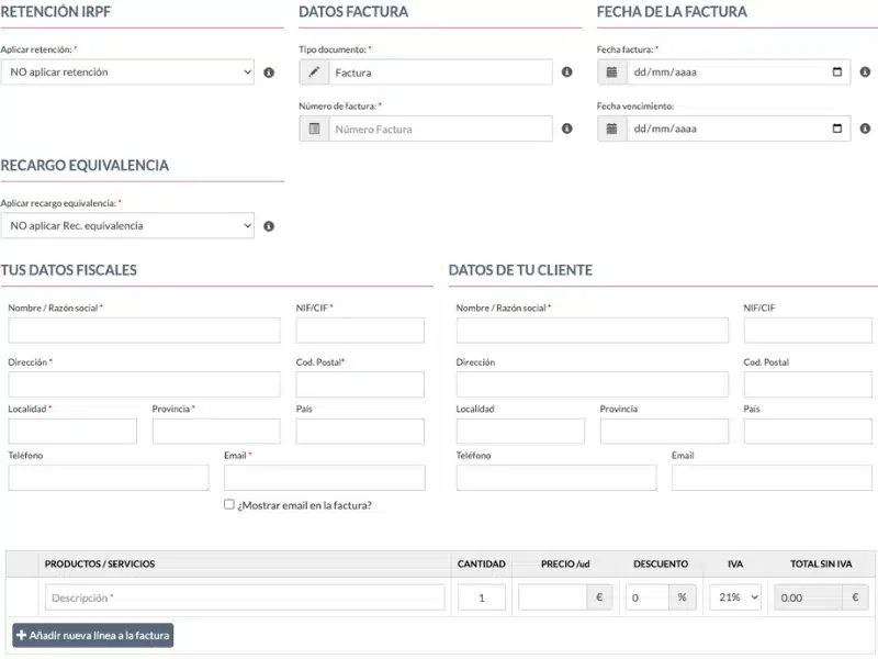 datos de la factura electrónica