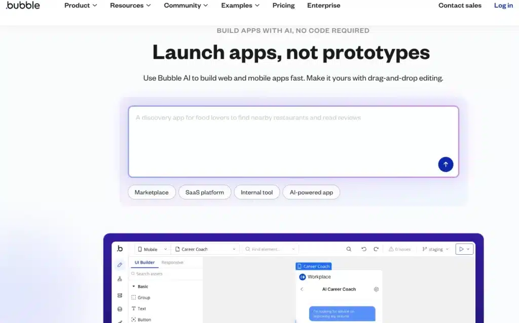 Bubble, una de las mejores herramientas IA para crear apps